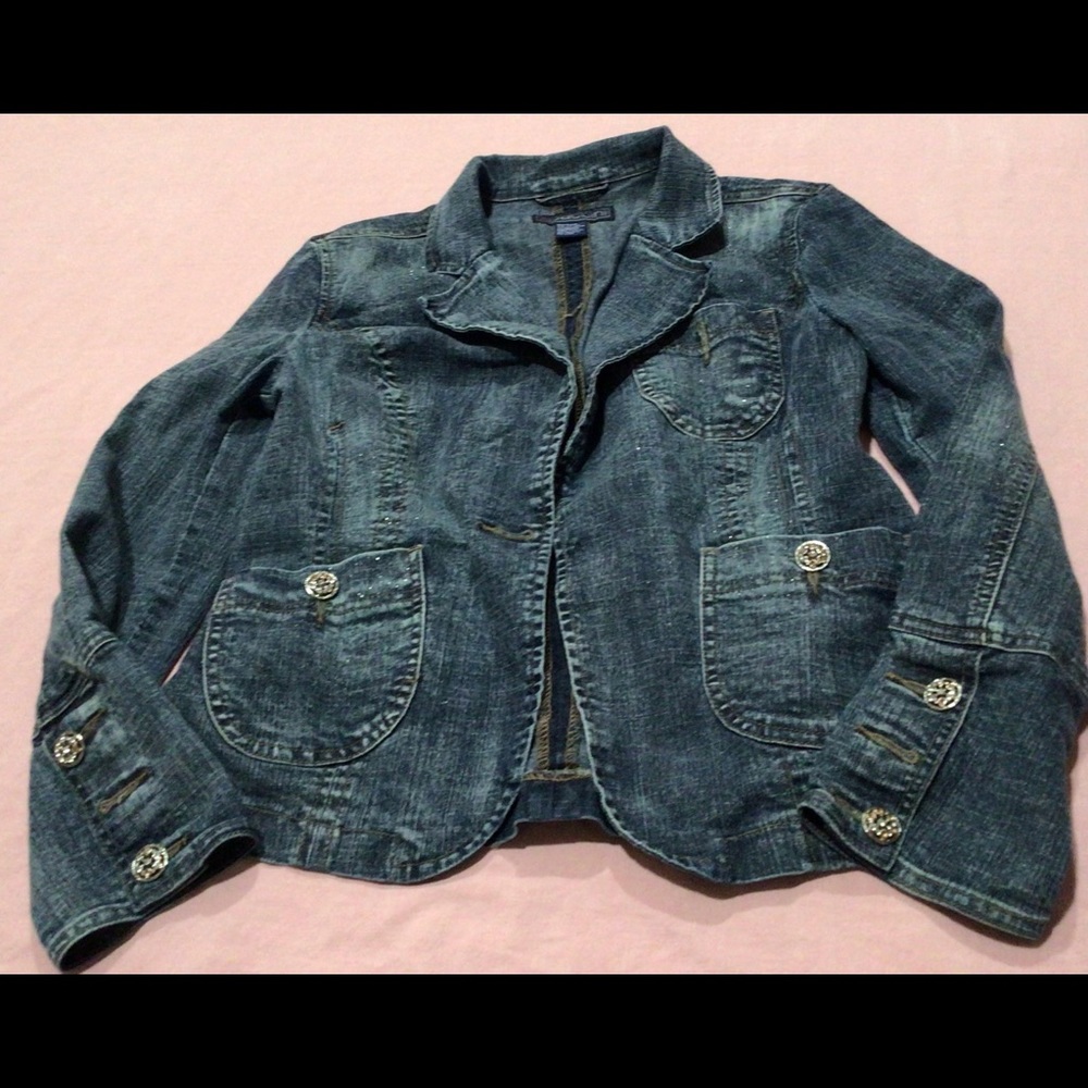 ❤️Vintage Baccini light sparkle jean jacket size large